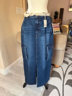 a.n.a Indigo Denim Long Skirt